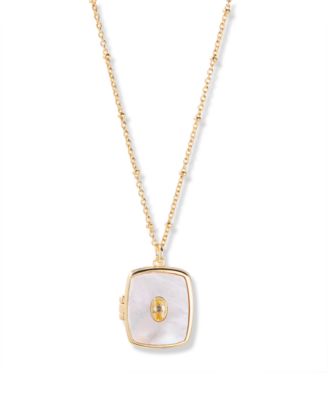 Gold Plated Cali Cultivated Pearl Short Pendant Locket Necklace