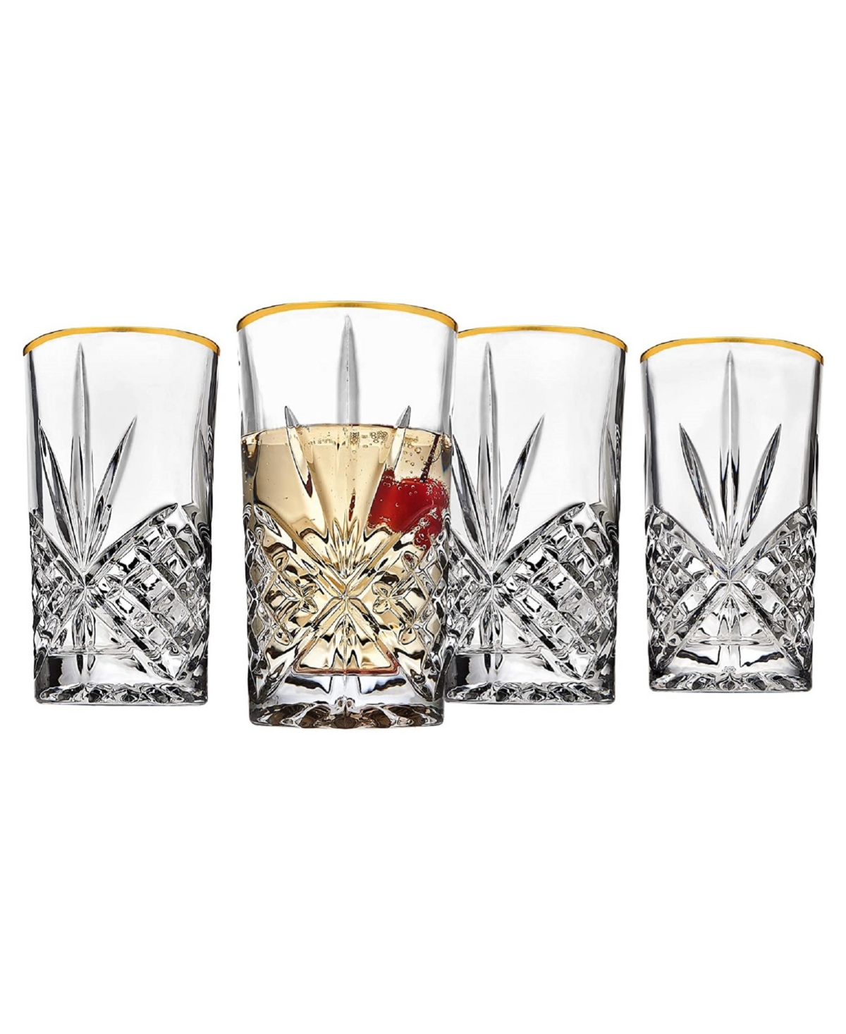 Godinger Dublin Gold Highball Glasses, Set of 4