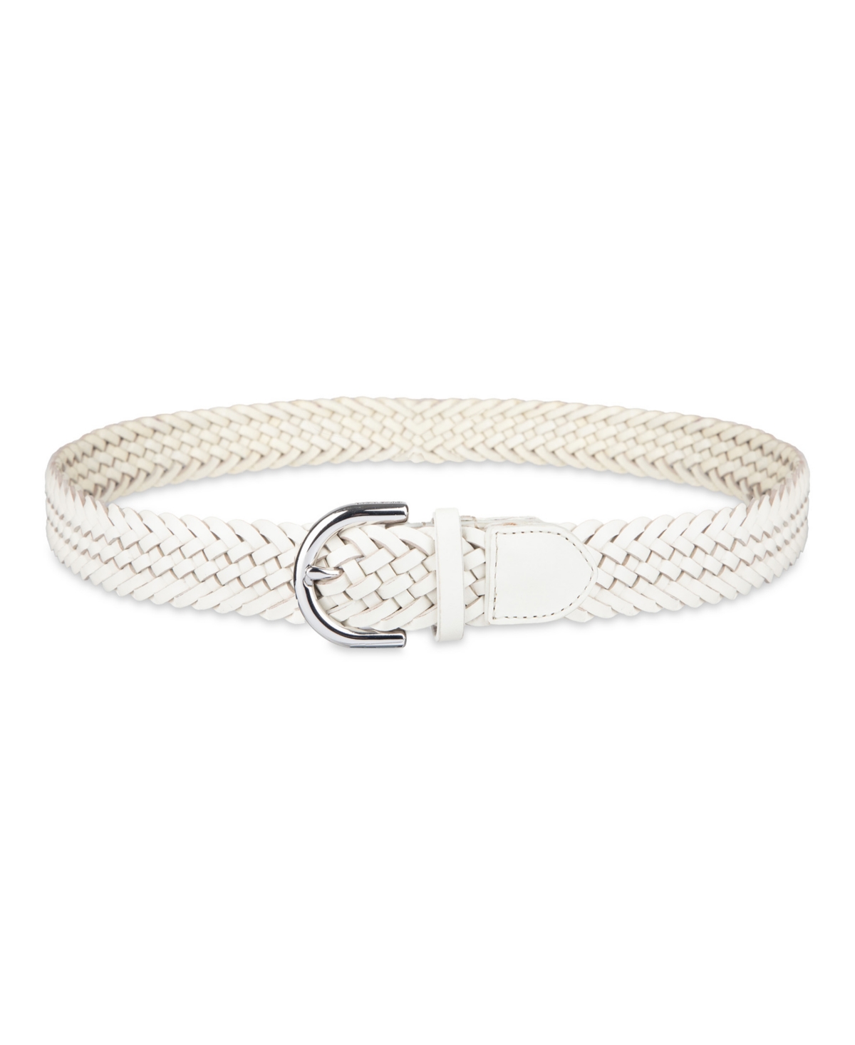 Cole Haan Women's Fully Adjustable Braided Leather Belt In White