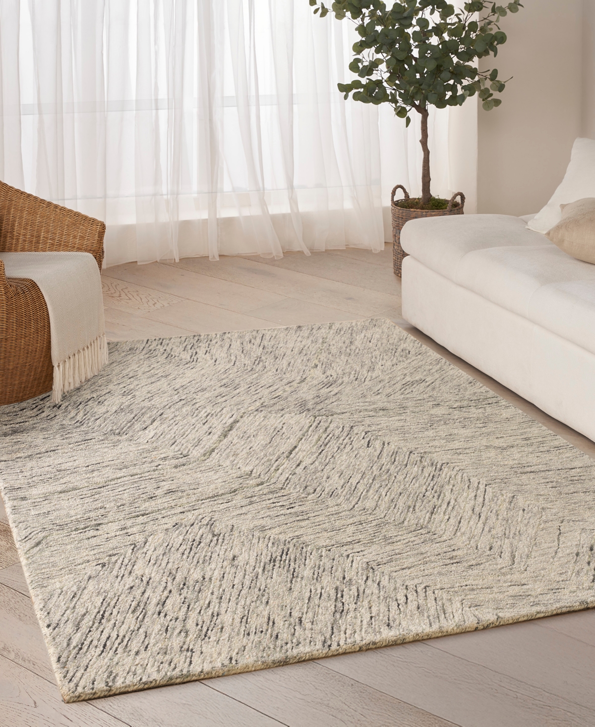 Dkny Pure Angles Ang01 5'2"x7'2" Area Rug In Gray