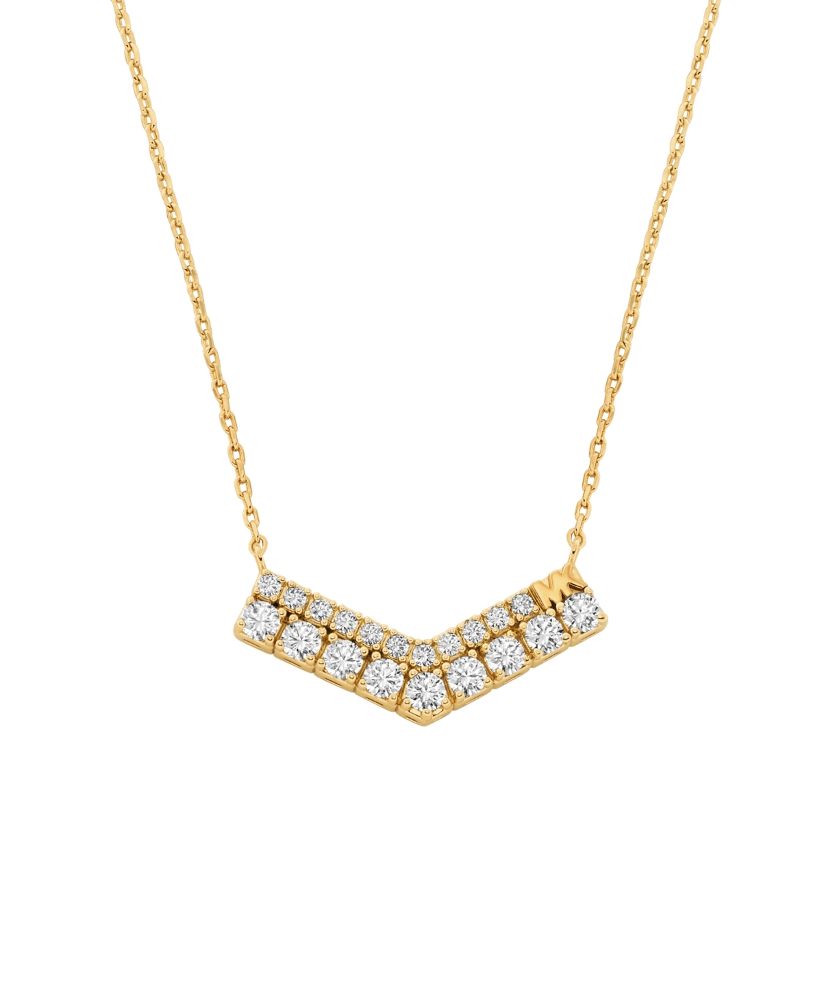 Cubic Zirconia Pave Pendant Necklace - Silver