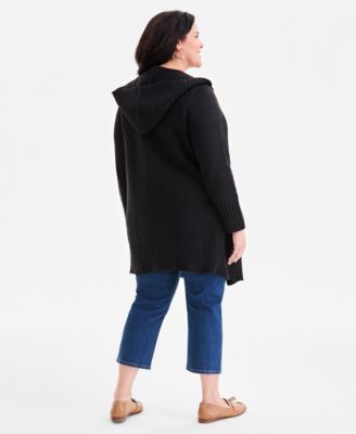Plus Size Hooded Open-Front Cardigan Sweater, Macy's Exclusive