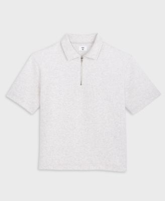 Men's Relaxed-Fit Heathered Quarter-Zip Scuba Polo Shirt, Macy's Exclusive
