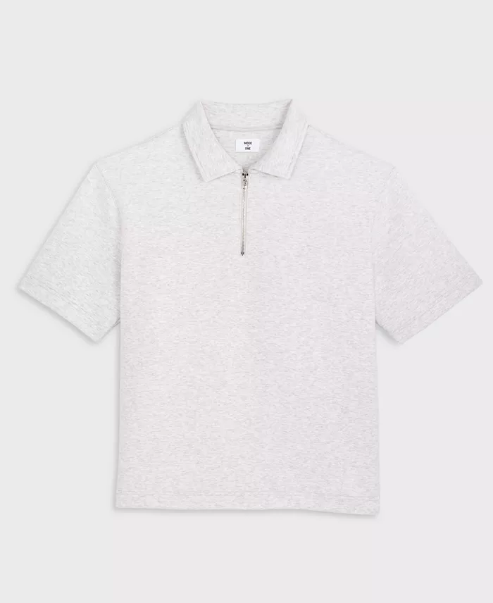Men's Relaxed-Fit Heathered Quarter-Zip Scuba Polo Shirt - thumbnail 10