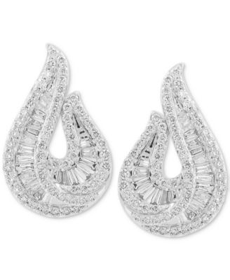 EFFY&reg; Lab Grown Diamond Tear-Shape Drop Earrings (1-1/5 ct. t.w.) in 14k White Gold