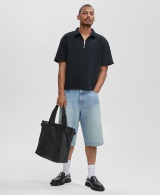 Men's Relaxed-Fit Heathered Quarter-Zip Scuba Polo Shirt, Macy's Exclusive