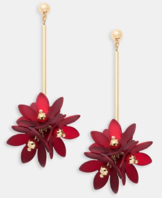 Holiday Lane - Gold-Tone Red Poinsettia Drop Earrings