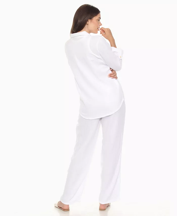Women's Long Sleeve Button Down Cotton Gauze Set - thumbnail 8
