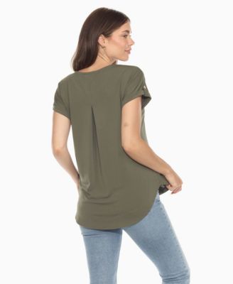 Women's Folded Short Sleeve Solid Top