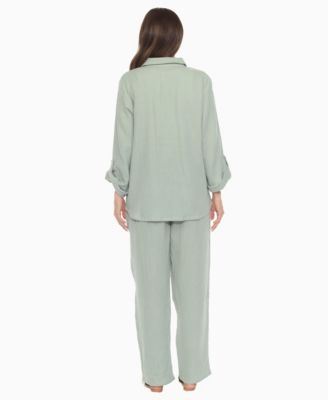 Women's Long Sleeve Button Down Cotton Gauze Set