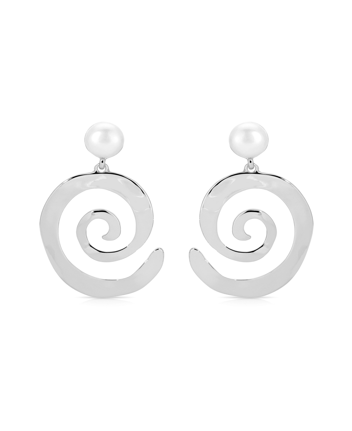 Ettika Aura Swirl Mother of Pearl Drop Earrings - Silver