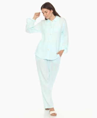 Women's Long Sleeve Button Down Cotton Gauze Set