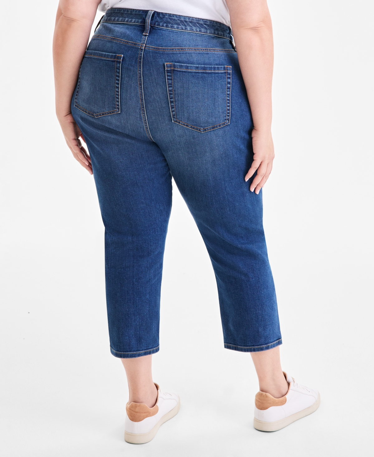 Style & Co Plus Size Mid Rise Slim Straight Ankle Jeans, Macy's Exclusive In Blue