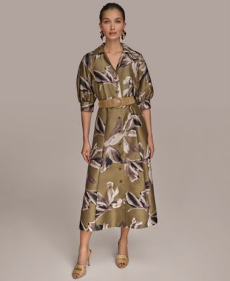 Women's Floral-Print A-Line Shirtdress