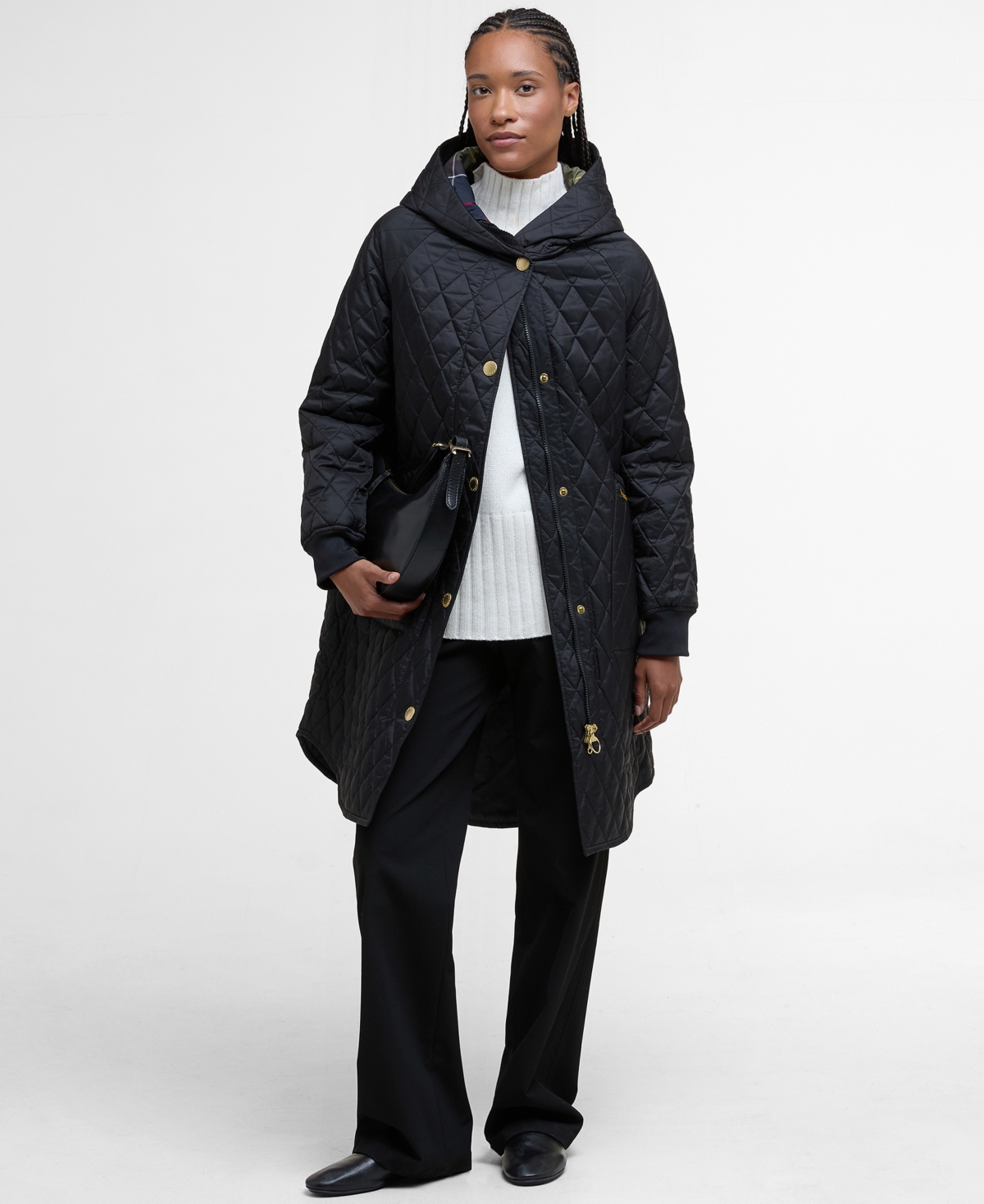 Barbour Hilary Longline Quilted Jacket In Black