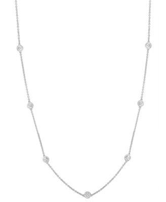 EFFY Collection - Lab Grown Diamond Station Necklace (2 ct. t.w.) in 14k White Gold, 20" + 2" extender