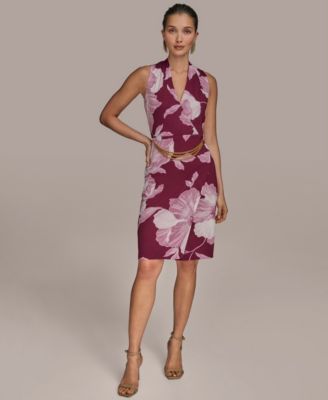 Donna Karan New York - Petite Printed Chain-Belt Dress