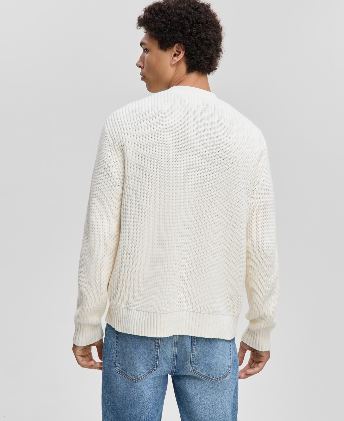 Mode Of One Men's Shaker-stitch V-neck Cardigan, Macy's Exclusive In White