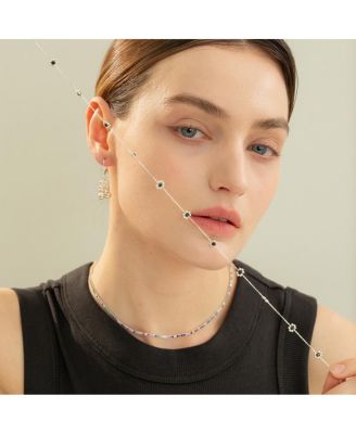 Sterling Silver Dari Onyx Flower Necklace