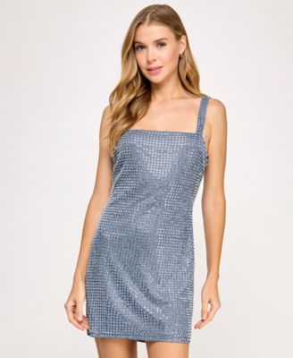 SENI & CADE - Juniors' Embellished Shine Bodycon Dress