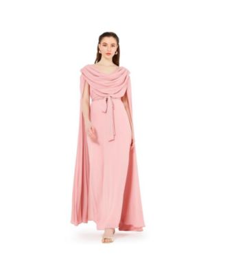 Women's Cowl Neck Flare Sleeved A-line Gown