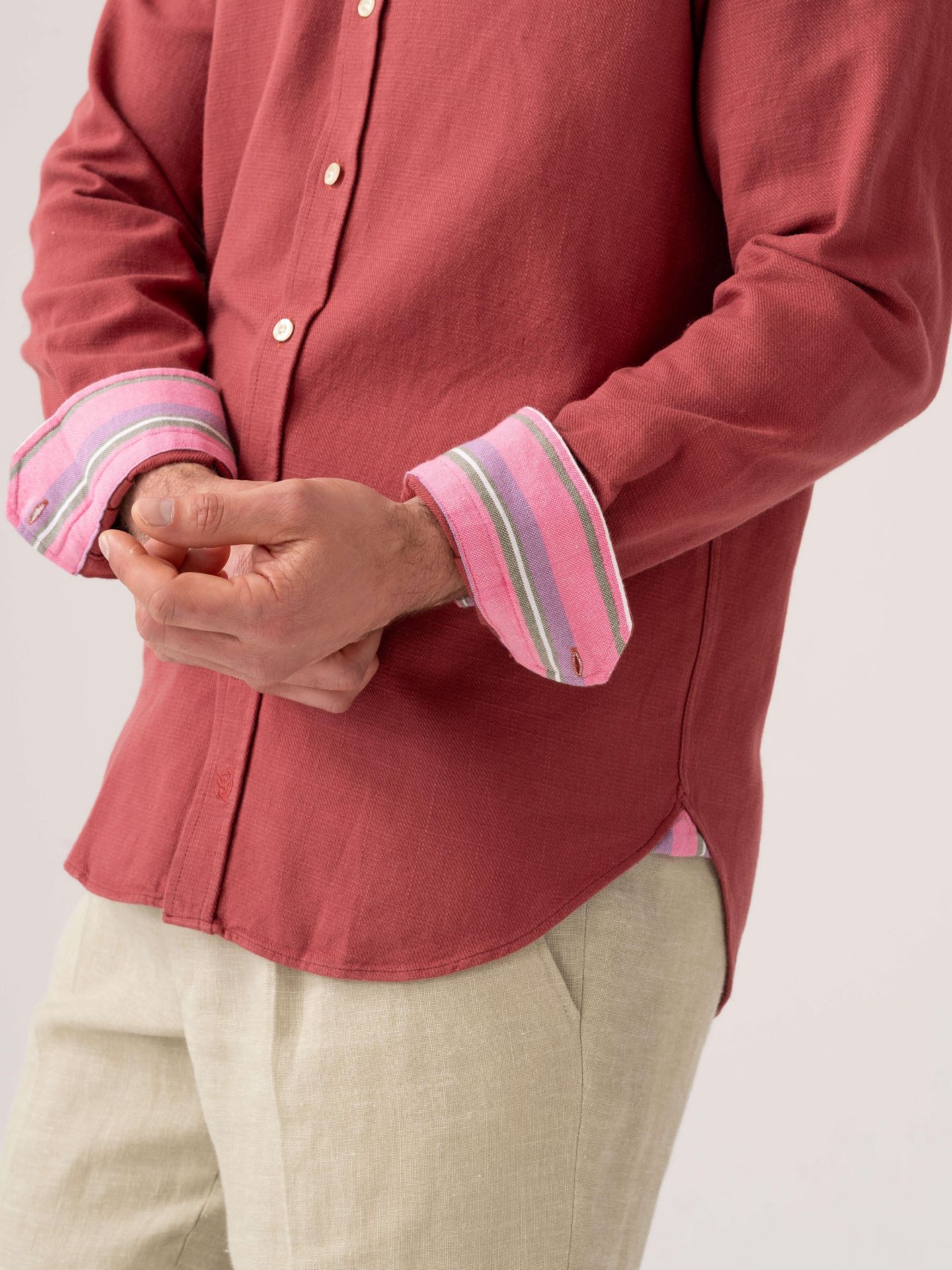 Мужская рубашка Koy Clothing Brushed Cotton Long Sleeve, цвет: Коралловый — фото 6