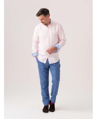 Men's Linen Grandfather Collar Shirt