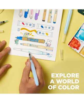 Koi Water Color Brushes, Set of 4 Assorted Brush Tips w/9 ml Tank