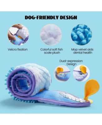 Blue Ribbon Eel Snuffle Dog Toy,Christmas gift,No Stuffing Squeaky Long Snake,Crinkle/Snuffle/Tug Toy for All Breeds