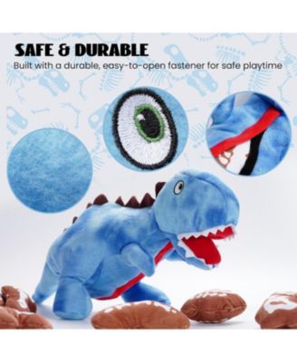 9 in 1 Dinosaur Plush Dog Toys, Christmas gift,Funny Stuffed Dino Puzzle Toy with 8 Fossil-Shaped Squeaky and Crinkle Toys