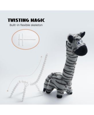 Twistable Zebra Stuffedless Dog Toy, Plush Dog Chew Toy for Small Medium Breed, Crinkle Animal Dog Toy to Keep Them Busy