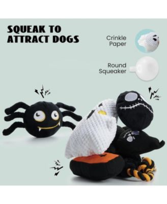 6 PCS Halloween Dog Squeaky Toys for Aggressive chewers, Christmas gift,Stuffing Body Dog Toy Set for Small to Large Dogs