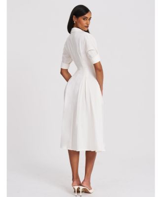 Women's Palina Lyocell Pleated Midi Preppy Shirt Dress