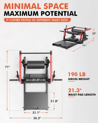 800LBS Plate-Loaded Hip Thrust Machine - Heavy Duty Glute Builder with Adjustable Footboard & Weight Storage