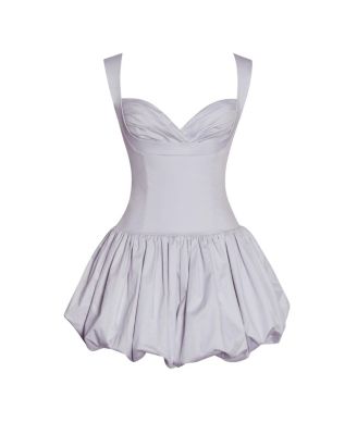 Women Zada Grey Pleated Breast Bubble Hem Mini Dress
