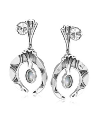 Sterling Silver Mother of Pearl Fritz Casuse Oval Gemstone Naja Earrings