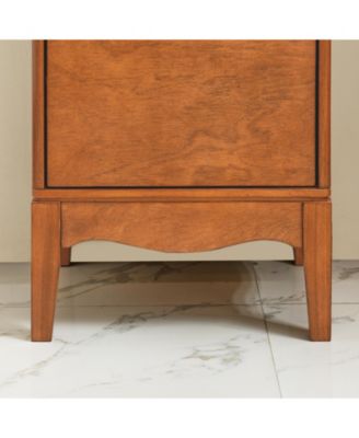 Modern Bathroom Floor & Linen Cabinet with Adjustable Shelves and Antique Brass Hardware