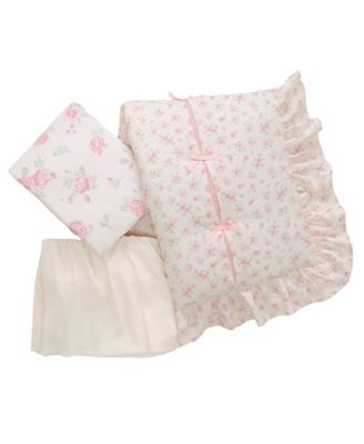 Coquette Floral Pink Bows Aesthetic 3-Piece Baby Crib Bedding Set