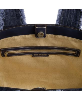 Frayed Handle Solid Denim Tote