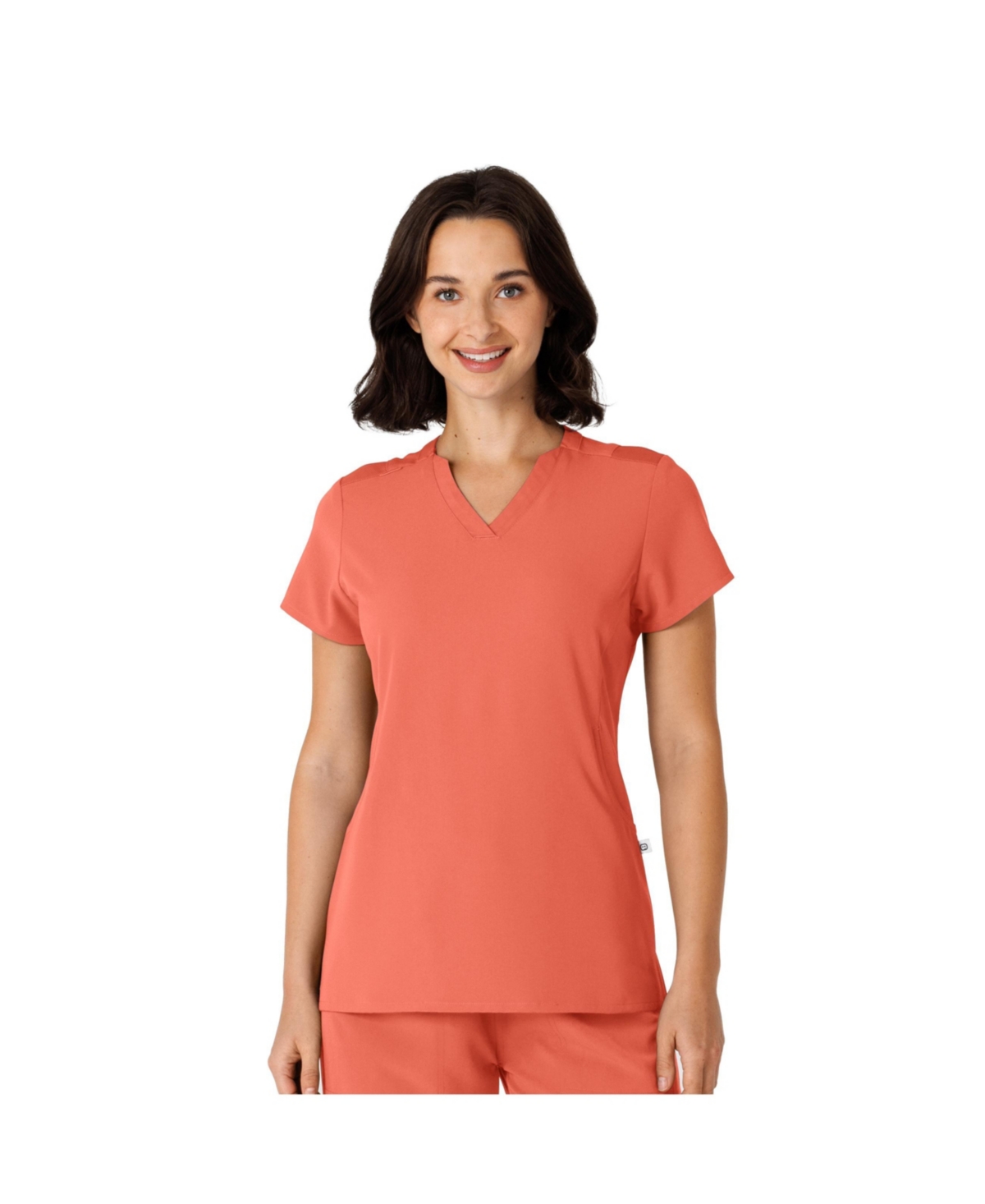 Women's Nova Flex-n-Reach Shoulder Panel V-Neck Scrub Top - Sugar coral