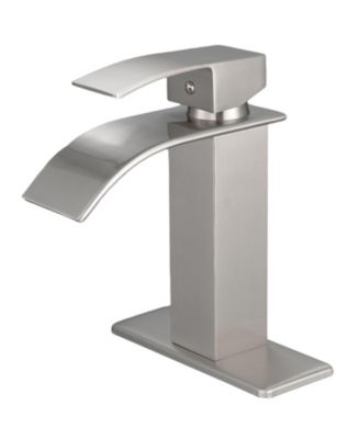 Waterfall Single Handle Single Hole Low-Arc Drip-Free Vanity Sink Bathroom Faucet
