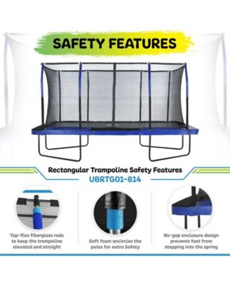 8' X 14' Gymnastics Style, Rectangular Trampoline Set with Premium Top-Ring Enclosure System - Blue/Black