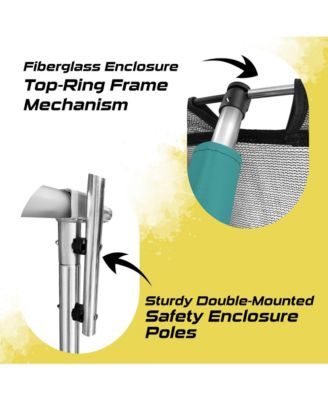 Pumpkin-Shaped Outdoor Trampoline Set with Premium Top-Ring Frame Safety Enclosure, 14 FT - Dark Green