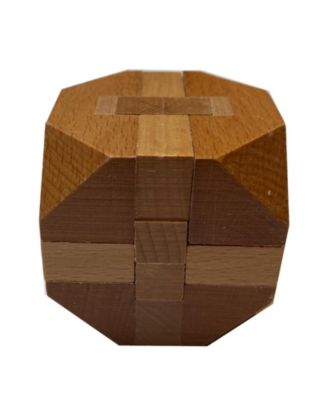 Solid Wood 3D Cube Puzzle with Slanted Corners