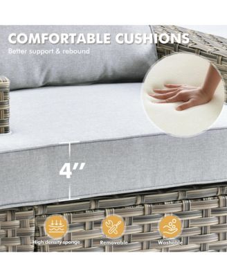 10 Pieces Outdoor Patio Furniture Set,Rattan Sectional Sofa Couch,Outside Coversation Set with Swivel Chairs,54" Fire Pit and Solar Coffee Table