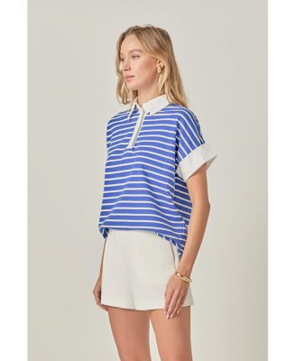 Women's STRIPE COLLAR SWEATSHIRT