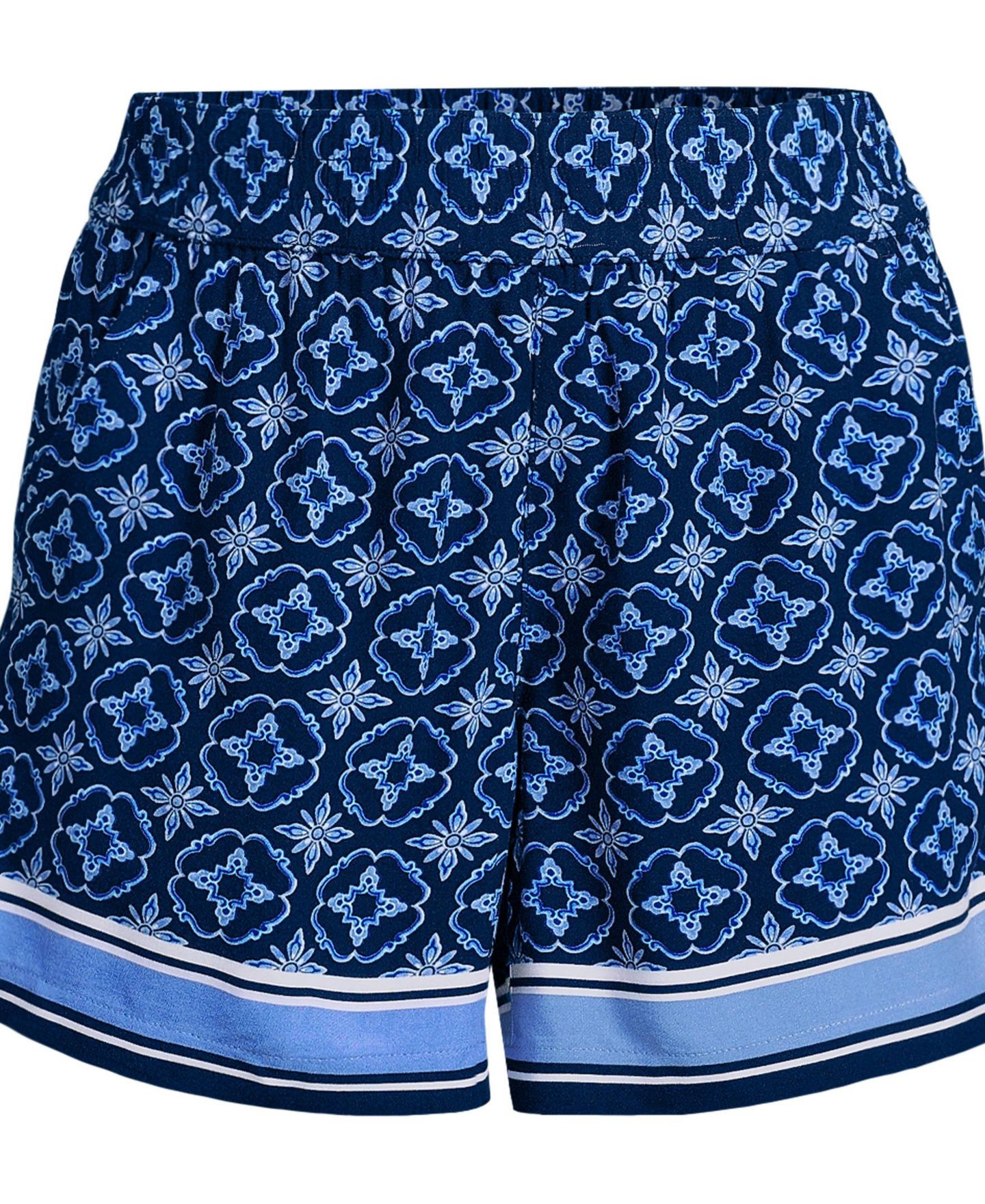 Женские шорты Lands' End Rayon High Rise 5" Pull On Shorts - Set Bottom, цвет: Глубокий морской — фото 3