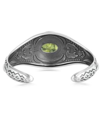 Sterling Silver Serpentine Oval Cut Bear Cuff Bracelet, Size Large