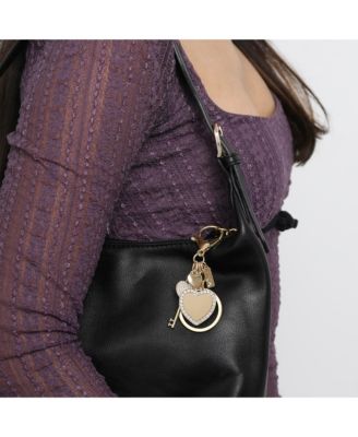 Pave Crystal Heart Keychain Bag Charm