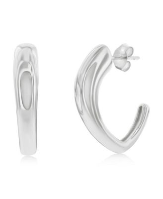Sterling , Irregular Shaped Hoop Earrings